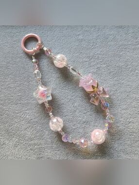 Pink and Rose Beaded PhoneBracelet/ Bag Charm